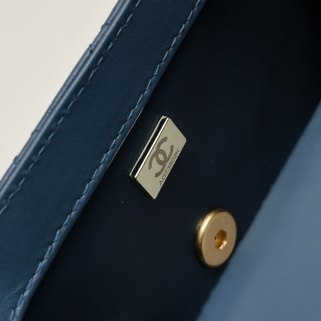 SMALL FLAP BAG 17CM 1786 SAPPHIRE BLUE GOLD