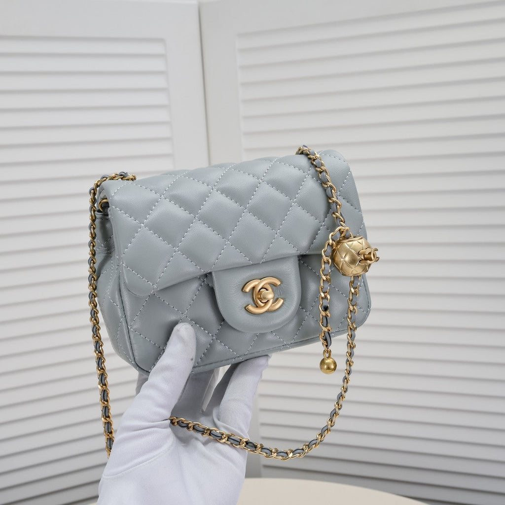 SMALL FLAP BAG 17CM 1786 GREY GOLD