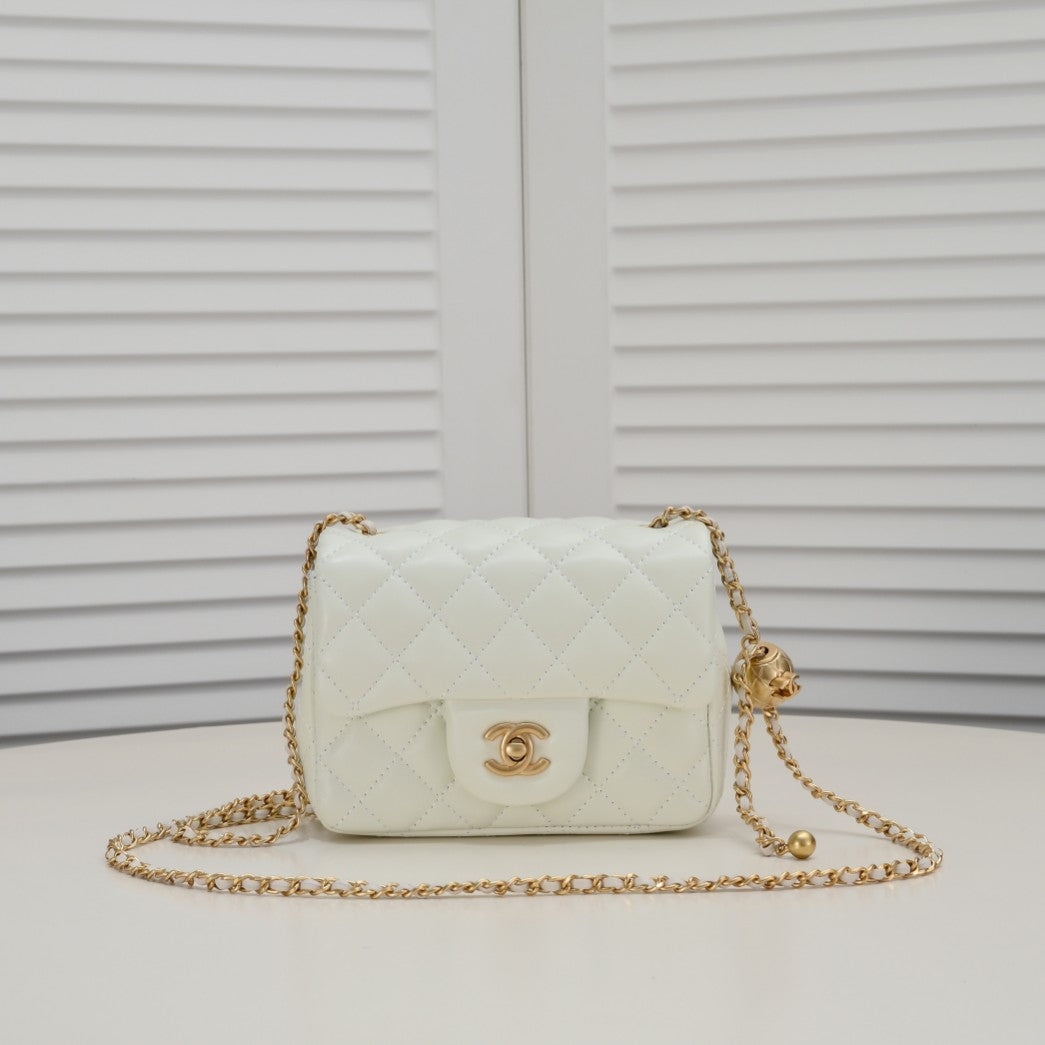 SMALL FLAP BAG 17CM 1786 WHITE GOLD