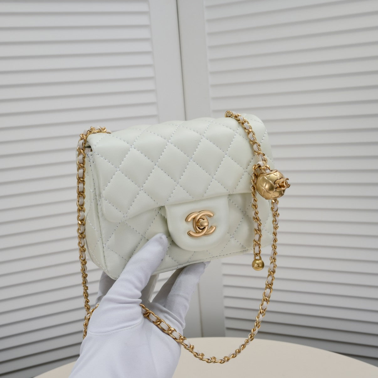 SMALL FLAP BAG 17CM 1786 WHITE GOLD
