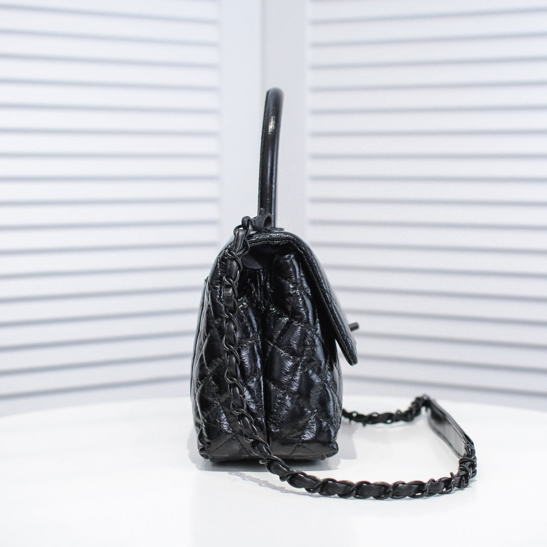 GUNMETAL QUILTED AGED CALFSKIN MEDIUM 26CM 92991