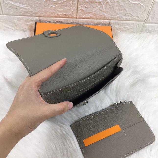 HM DOGON WALLET 20 GRAY GRAINED CALFSKIN