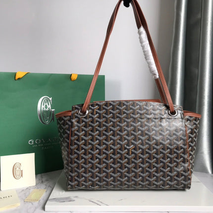 GOYA 26S ROUETTE PM TOTE BAG 30CM IN BROWN CANVAS AND CALFSKIN