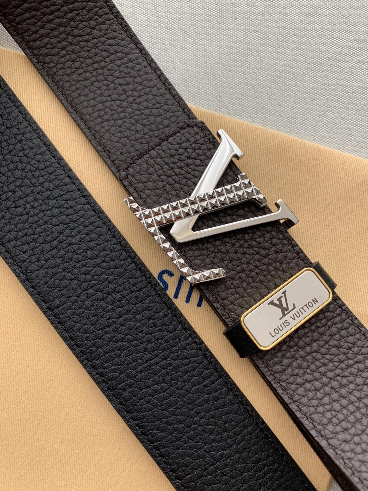 LV 25S BELT 38 MM IN DARK BROWN CALFSKIN 593213