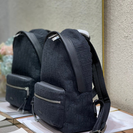 DIOR 26S RIDER BACKPACK 29 IN BLACK OBLIQUE JACQUARD