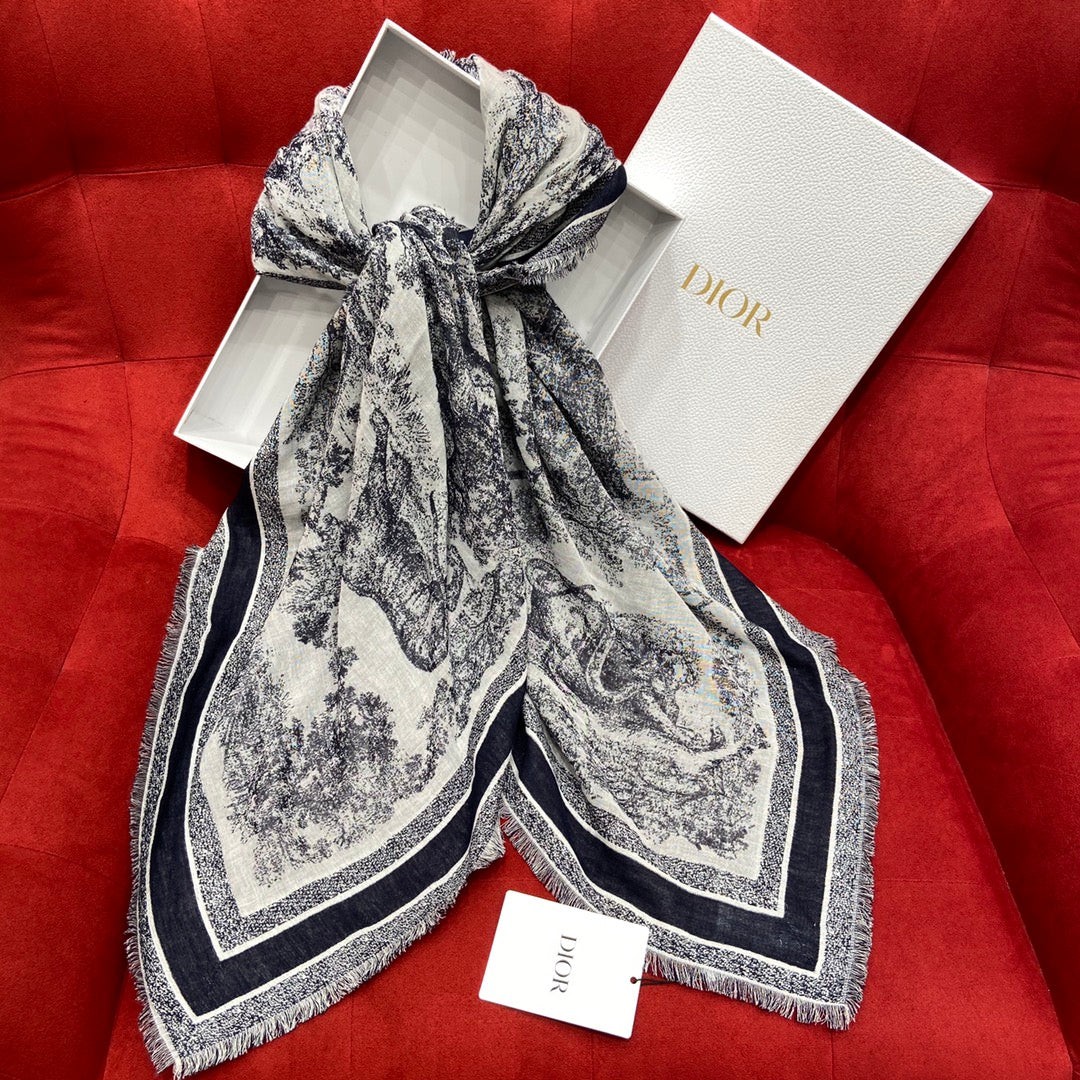 DIOR SCARF 140 CM IN WOOL MIX SILK 667138