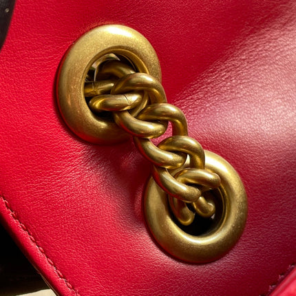 GG MARMONT MATELASSÉ SMALL 22 BAG RED PINK CALFSKIN