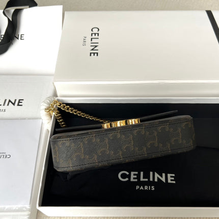 TRIPHOME 20 BLACK PATTERN COWHIDE LEATHER CHAIN STRAP BAG
