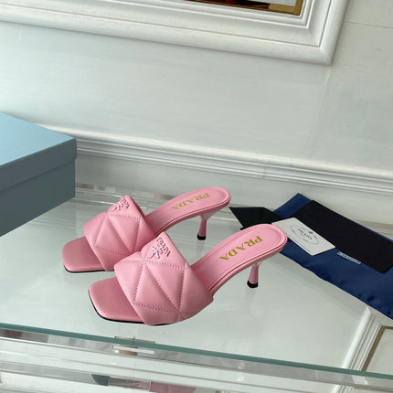 PRA QUILTED HIGH HEELS SANDALS 65 PINK LAMBSKIN