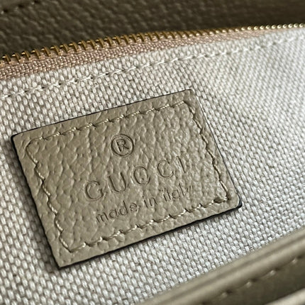 GG HORSEBIT 1955 SADDLE BAG 25 IN WHITE CANVAS AND BEIGE CALFSKIN