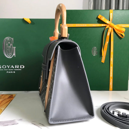 SAÏGON PM BAG 28 IN GREY GOYARDINE CANVAS AND CALFSKIN