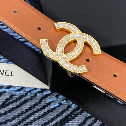 CHANEL 25S BELT 30 MM IN BROWN CALFSKIN WITH GOLD HARDWARE 615101