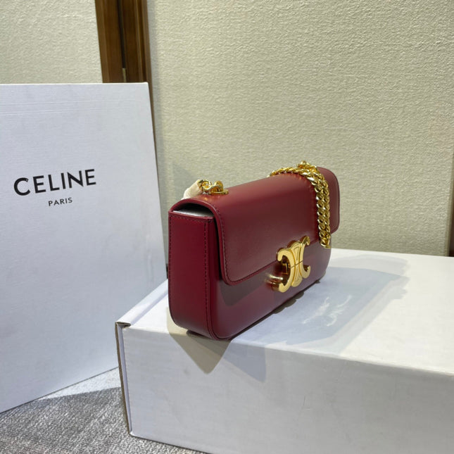 CHAIN EMBOSSED ARMPIT BAG 20 IN WINE RED CALFSKIN