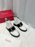 VIV' RANGERS CHELSEA BOOTIES IN WHITE CALFSKIN CRYSTAL BUCKLE