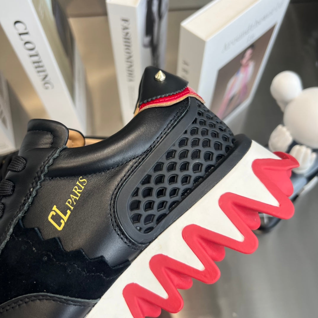 LOUBISHARK SNEAKERS IN BLACK CALFSKIN AND MESH