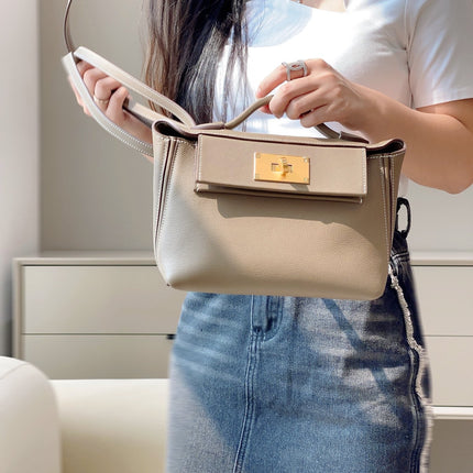 MINI 24/24 21CM IN TOGO ETOUPE EVERCOLOR CALFSKIN GOLD KELLY BUCKLE