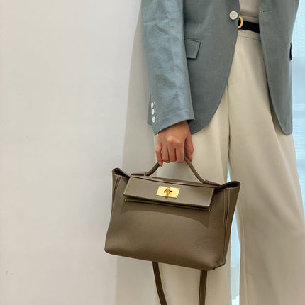 MINI 24/24 29CM IN TOGO ETOUPE EVERCOLOR CALFSKIN GOLD KELLY BUCKLE