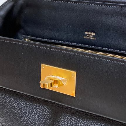 HM 26S 24/24 29CM IN BLACK EVERCOLOR CALFSKIN GOLD KELLY BUCKLE