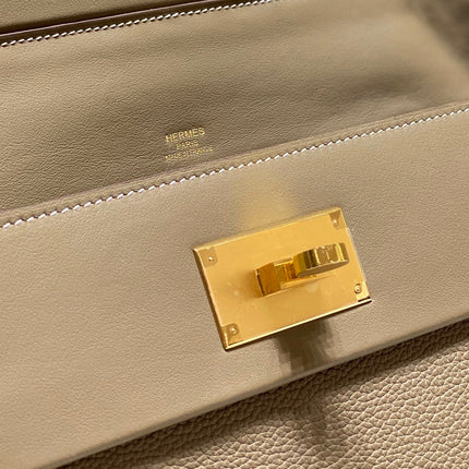 MINI 24/24 29CM IN TOGO ETOUPE EVERCOLOR CALFSKIN GOLD KELLY BUCKLE