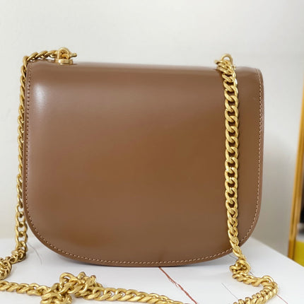 TRIPHOME 19 SADDLE BAG CARAMEL BROWN CALFSKIN