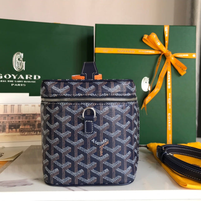 MUSE VANITY CASE 20 IN NAVY BLUE GOYARDINE CANVAS