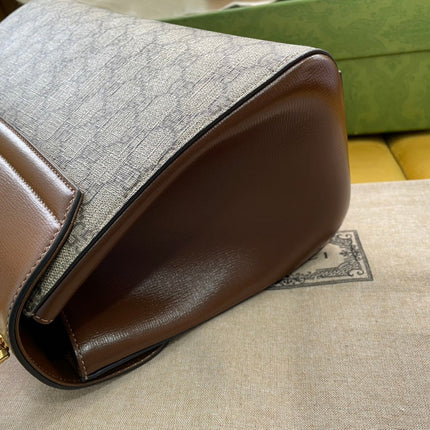 GG HORSEBIT 1955 SMALL 29 BAG BEIGE CANVAS AND LIGHT BROWN CALFSKIN