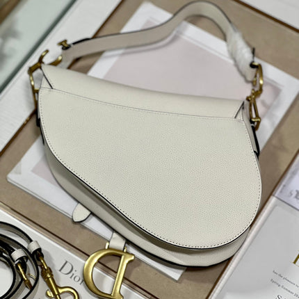 DIOR 26S SADDLE BAG 25 IN WHITE CALFSKIN