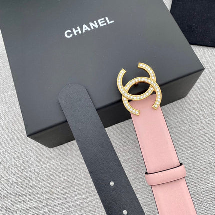 CHANEL 26S BELT 30 MM IN LIGHT PINK CALFSKIN WITH GOLD HARDWARE 661512