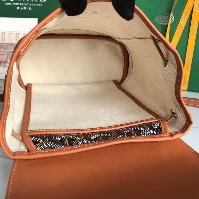 ALPIN MINI BACKPACK 21 IN TAN LAMBSKIN AND BLACK GOYARDINE CANVAS