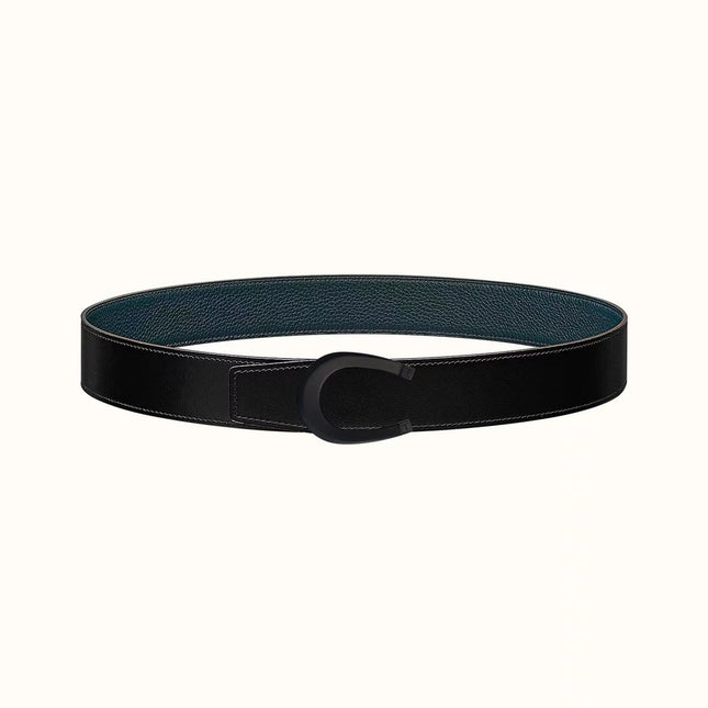 LUCK BELT BUCKLE & REVERSIBLE NAVY BLUE LEATHER STRAP 38MM BLACK HARDWARE