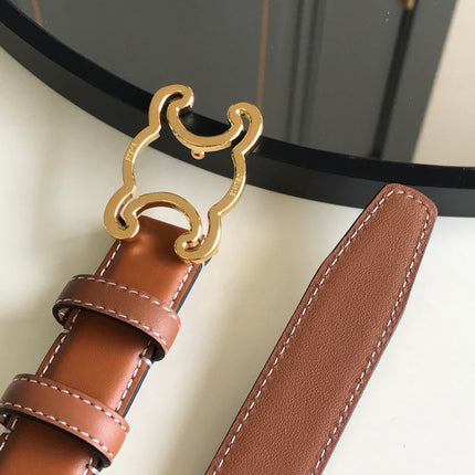 CELINE 25S BELT TRIOMPHE 25MM IN BROWN CALFSKIN 559676
