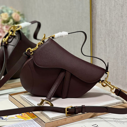 DIOR 26S SADDLE BAG 25 IN DARK RED CALFSKIN