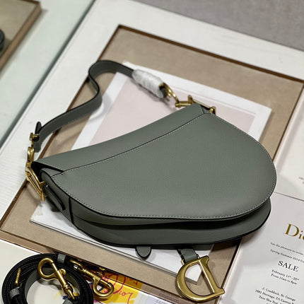 DIOR 26S SADDLE BAG 25 IN STONE GREY CALFSKIN