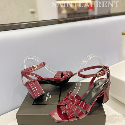 SL TRIBUTE SANDAL GLOSSY BERRY CALFSKIN