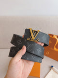 LV 25S BELT 40 MM IN BLACK MIX GREY CALFSKIN 593205
