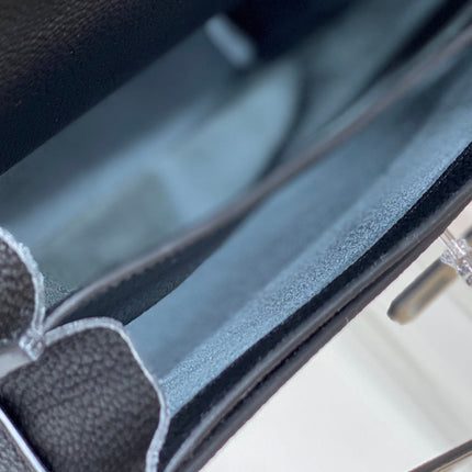 KELLY DEPECHES 34 BRIEFCASE IN BLACK TOGO CALFSKIN SILVER HARDWARE