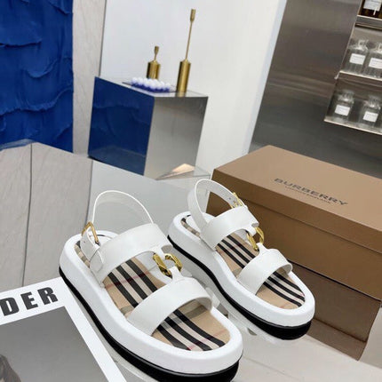 BURBERRY 26S STRAP SANDALS IN WHITE AND BEIGE CALFSKIN