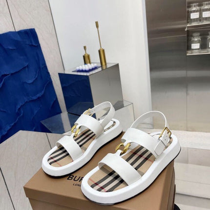 BURBERRY 26S STRAP SANDALS IN WHITE AND BEIGE CALFSKIN