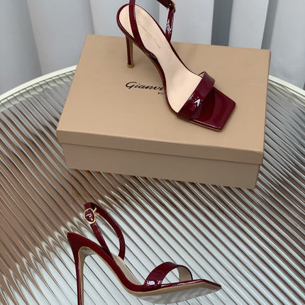GIANVITO ROSSI 26S RIBBON HEELS 105 MM IN DARK RED PATENT LAMBSKIN