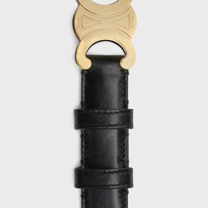 Medium Triomphe Belt 25mm Black Calfskin Ghw