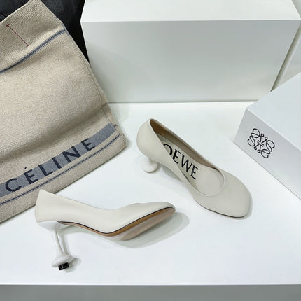 LW TOY PUMP 95 WHITE CALFSKIN