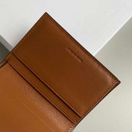 TRIOMPHE 9 WALLET TWO-IN-ONE OLD FLOWER BROWN CALFSKIN