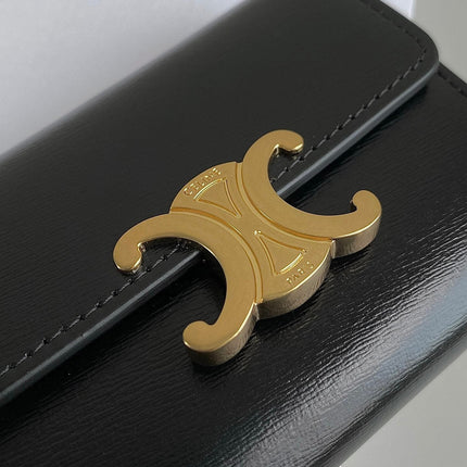 TRIOMPHE 9 WALLET TWO-IN-ONE BLACK CALFSKIN