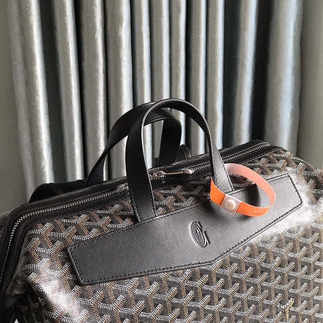 CISALPIN BACKPACK 43 IN BLACK GOYARDINE CANVAS AND CALFSKIN
