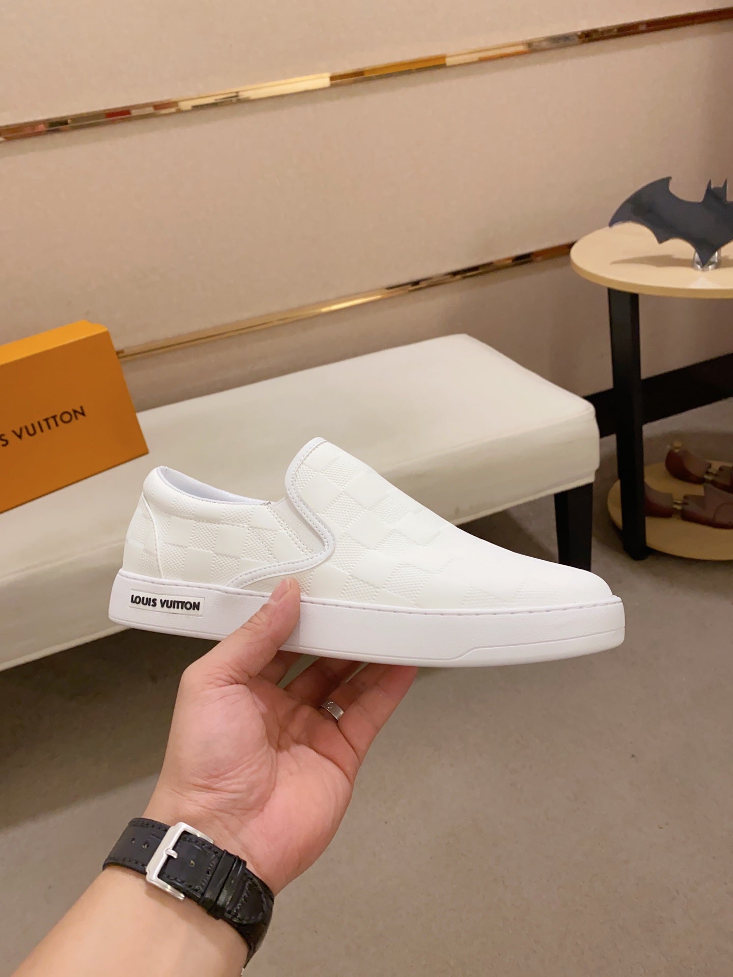 LV LOAFER IN WHITE DAMIER SHEEPSKIN