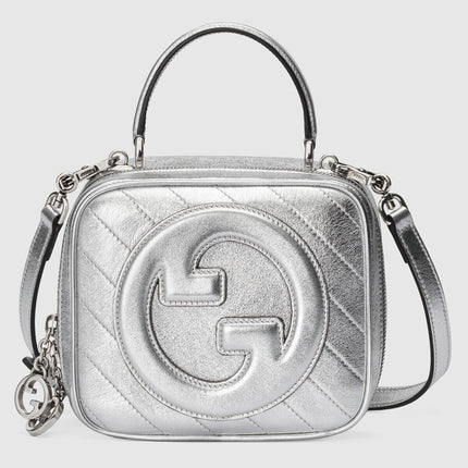 GUCCI 26S TOP HANDLE BAG 17 IN SILVER CALFSKIN