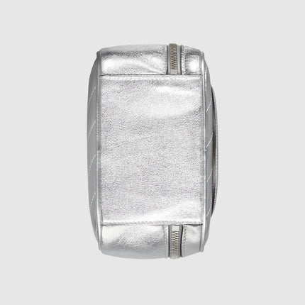 GUCCI 26S TOP HANDLE BAG 17 IN SILVER CALFSKIN