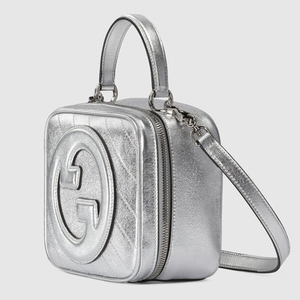 GUCCI 26S TOP HANDLE BAG 17 IN SILVER CALFSKIN