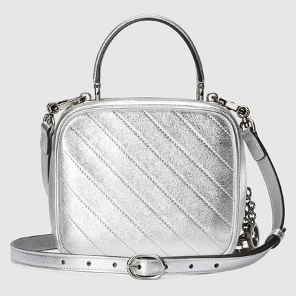 GUCCI 26S TOP HANDLE BAG 17 IN SILVER CALFSKIN