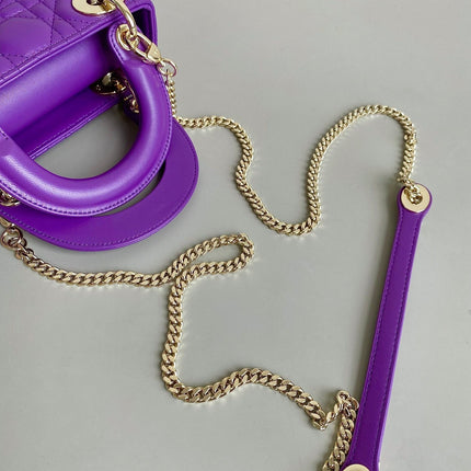 LADY 17 IN VIOLET PURPLE LAMBSKIN WITH CANNAGE PATTERN